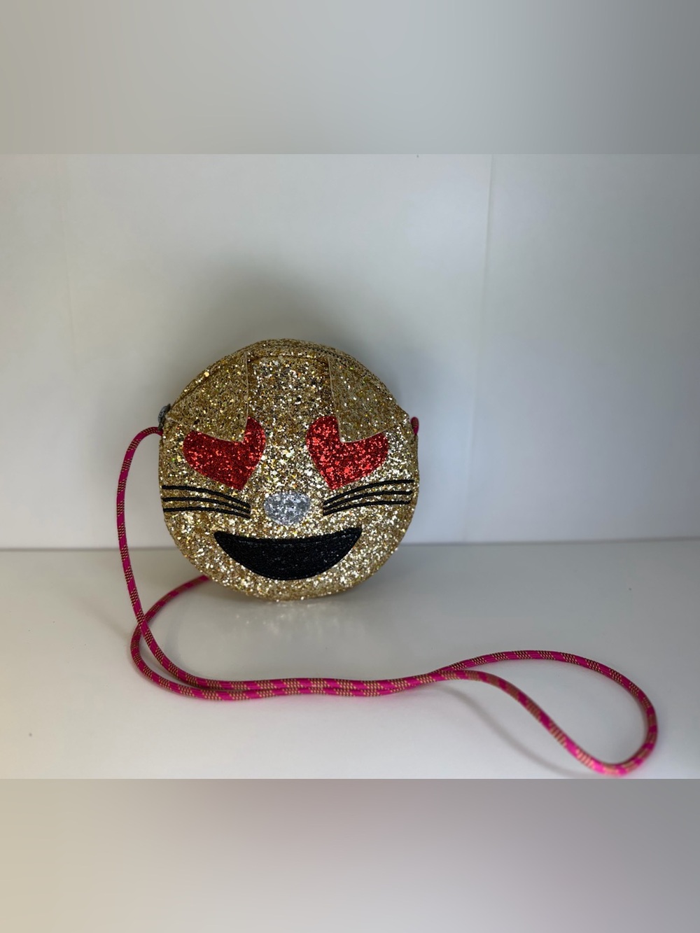 Crewcuts Gold Glitter Heart-Eyes Emoji Mini Crossbody 😍